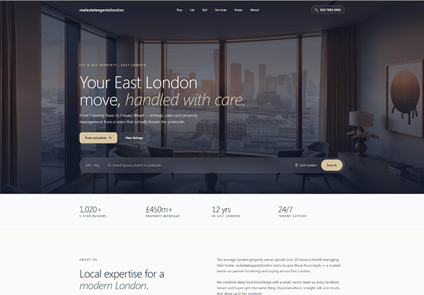 Real estate consultant website – AI design converted to WordPress